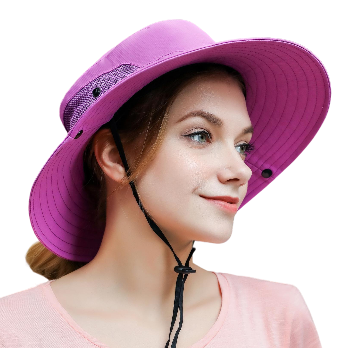 Wide Brim Sun Hat with Ponytail Hole – UV Protection