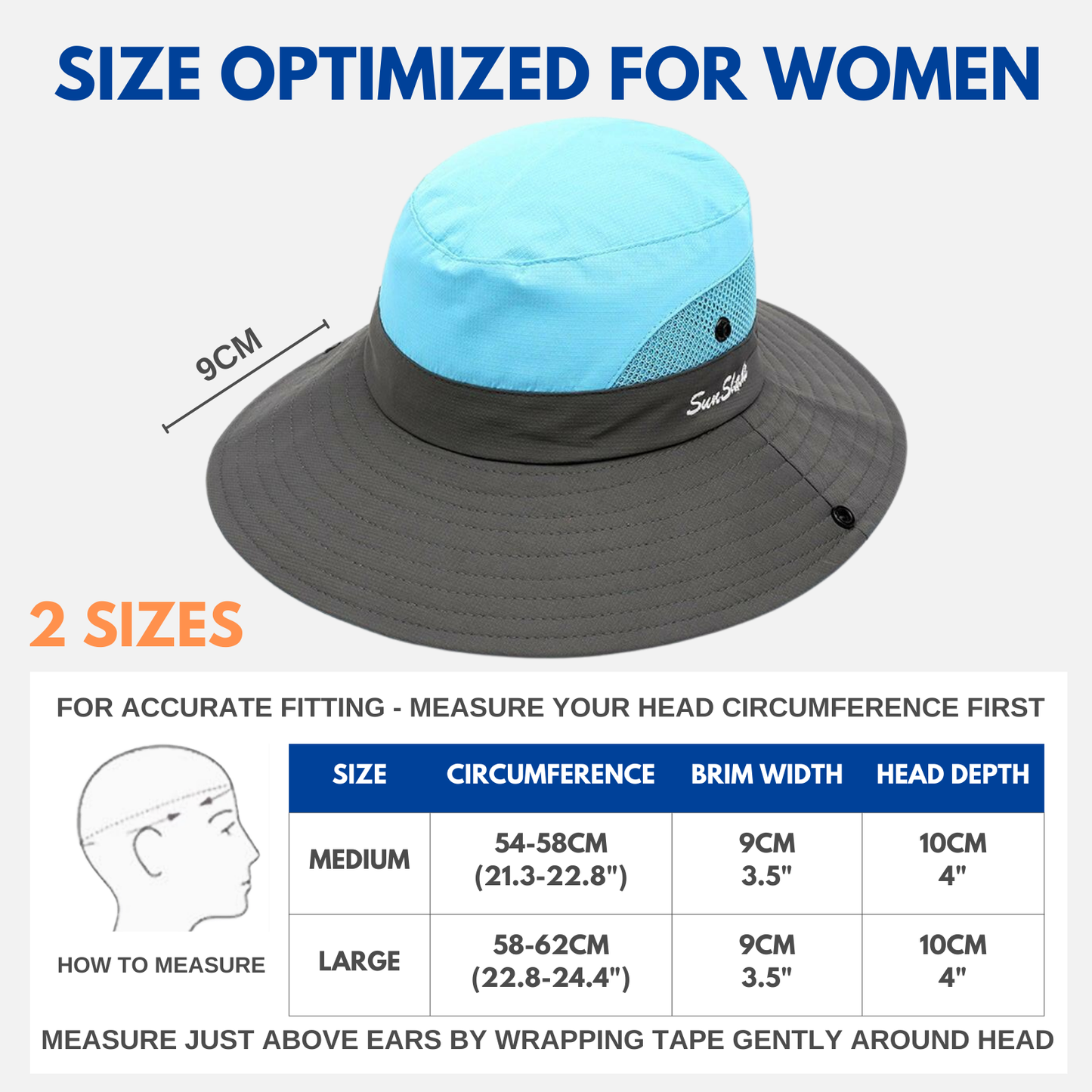 Wide Brim Sun Hat with Ponytail Hole – UV Protection