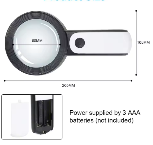 30X Magnifying Glass for Seniors with LED Light