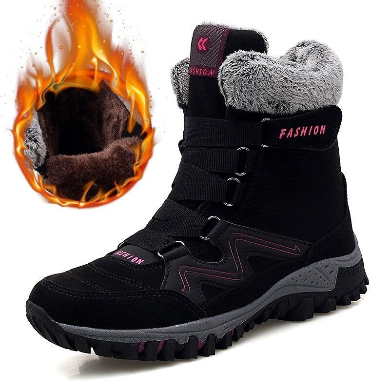 Super Warm Waterproof Snow Boots for Women – Insulated Winter Work & Casual Shoes with Plush Fur Lining