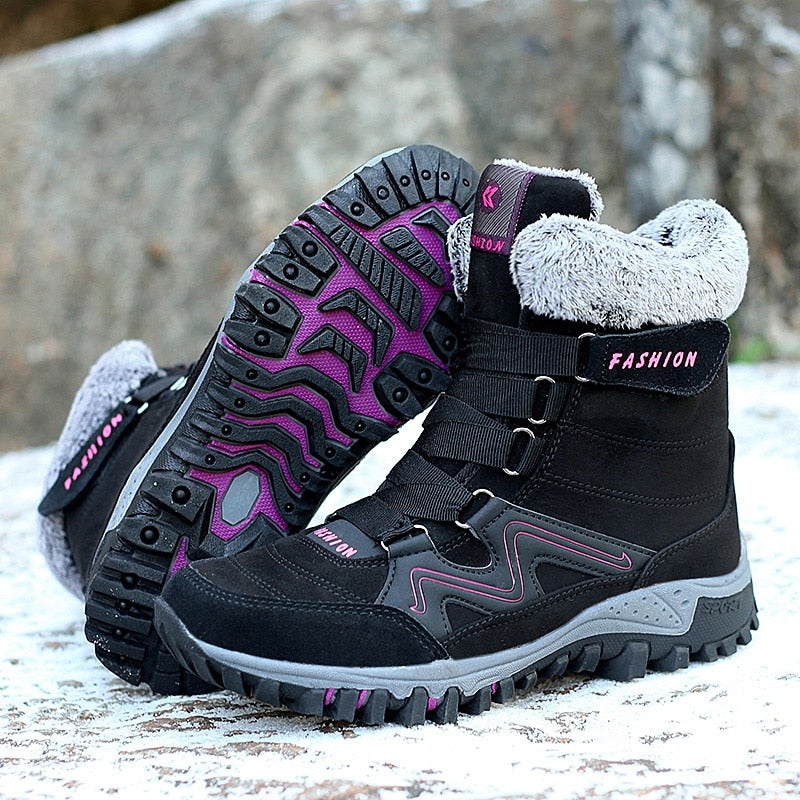 Super Warm Waterproof Snow Boots for Women – Insulated Winter Work & Casual Shoes with Plush Fur Lining