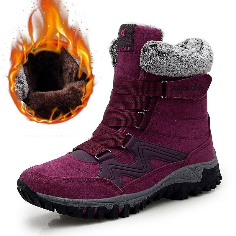Super Warm Waterproof Snow Boots for Women – Insulated Winter Work & Casual Shoes with Plush Fur Lining