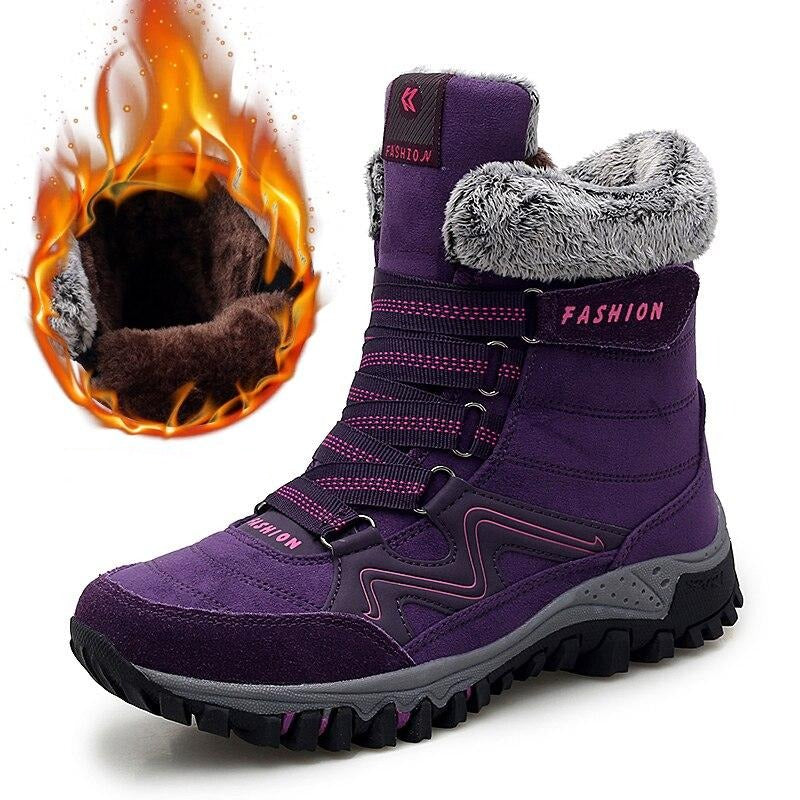 Super Warm Waterproof Snow Boots for Women – Insulated Winter Work & Casual Shoes with Plush Fur Lining