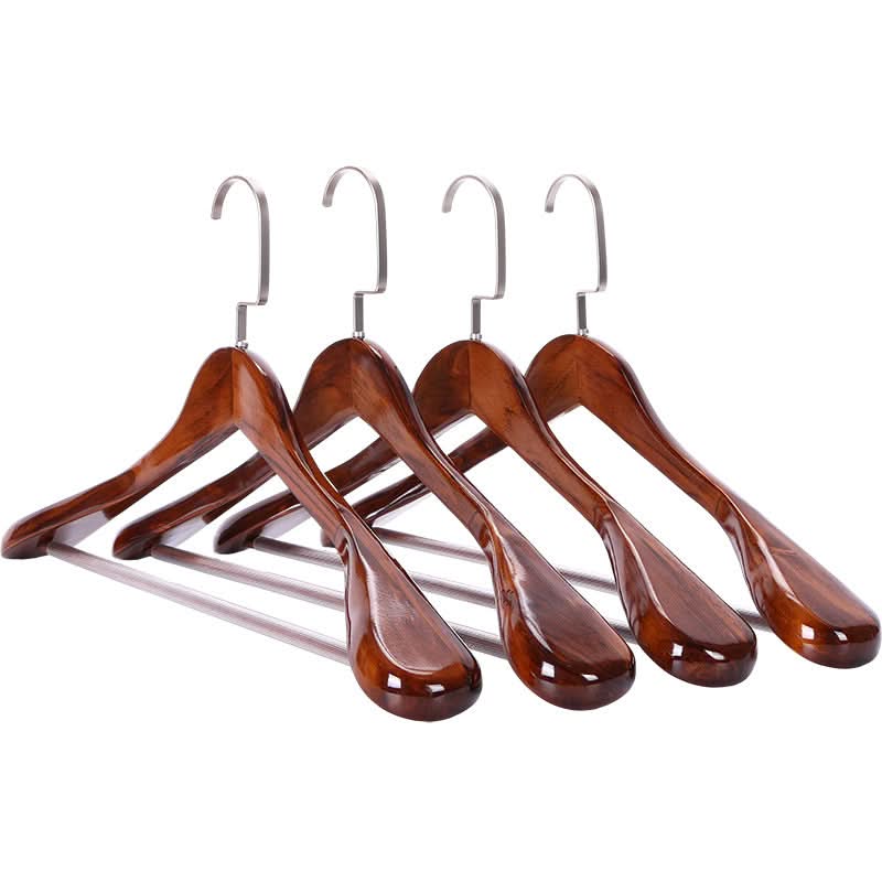 Luxury Wooden Clothes Hangers with Non-Slip Curved Design