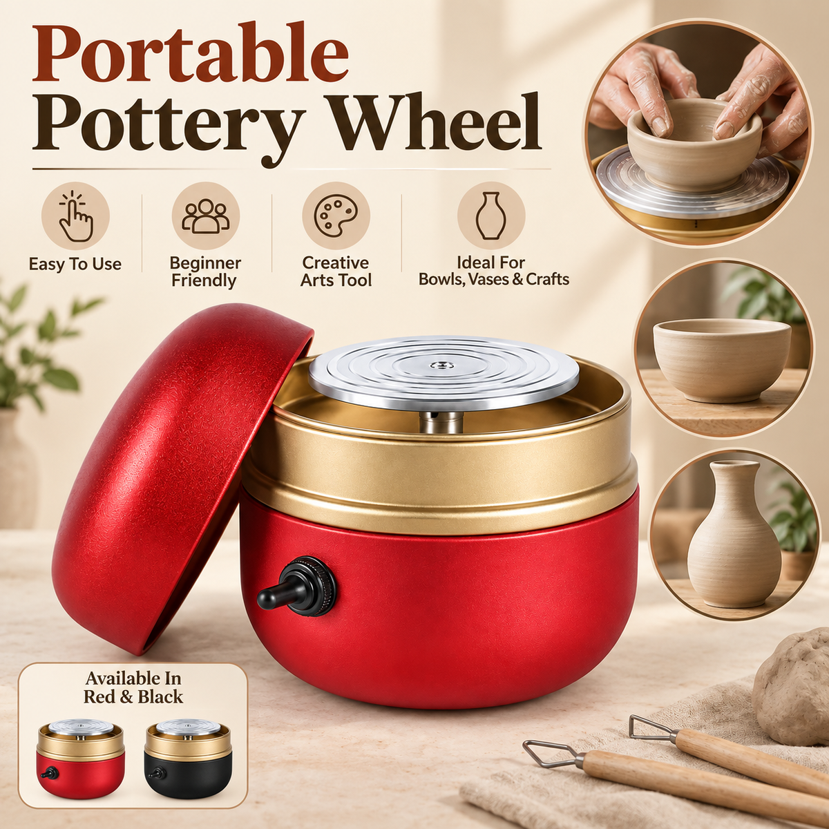 Compact Portable Pottery Wheel for Clay Projects product image 6