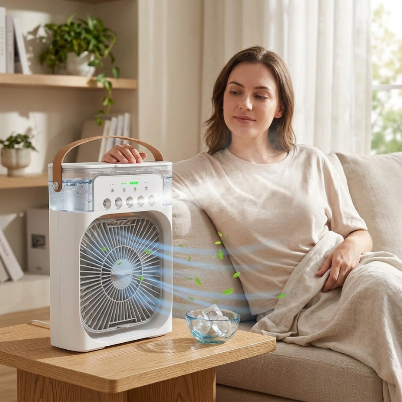 Portable USB Desktop Fan – Compact Air Cooling Fan, Multi-Speed, USB Powered | White & Black