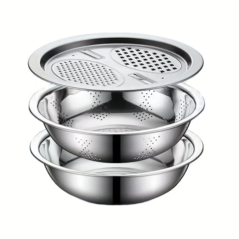 Stainless Slicer Bowl Set – 3 Pieces