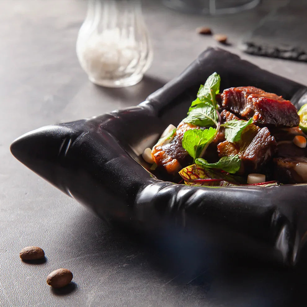 Ceramic Pillow Shape Plate Artistic Food Dish