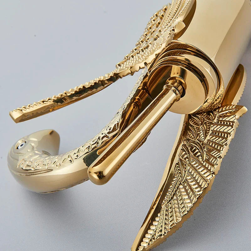 Swan Golden Basin Faucet – Single Handle Bathroom Tap
