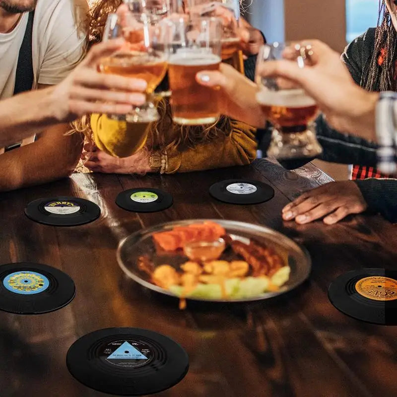Vinyl Record Coasters – 6 Pieces