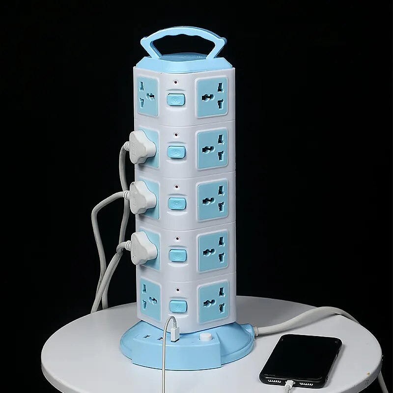 Vertical Surge Protector Tower Power Strip with USB
