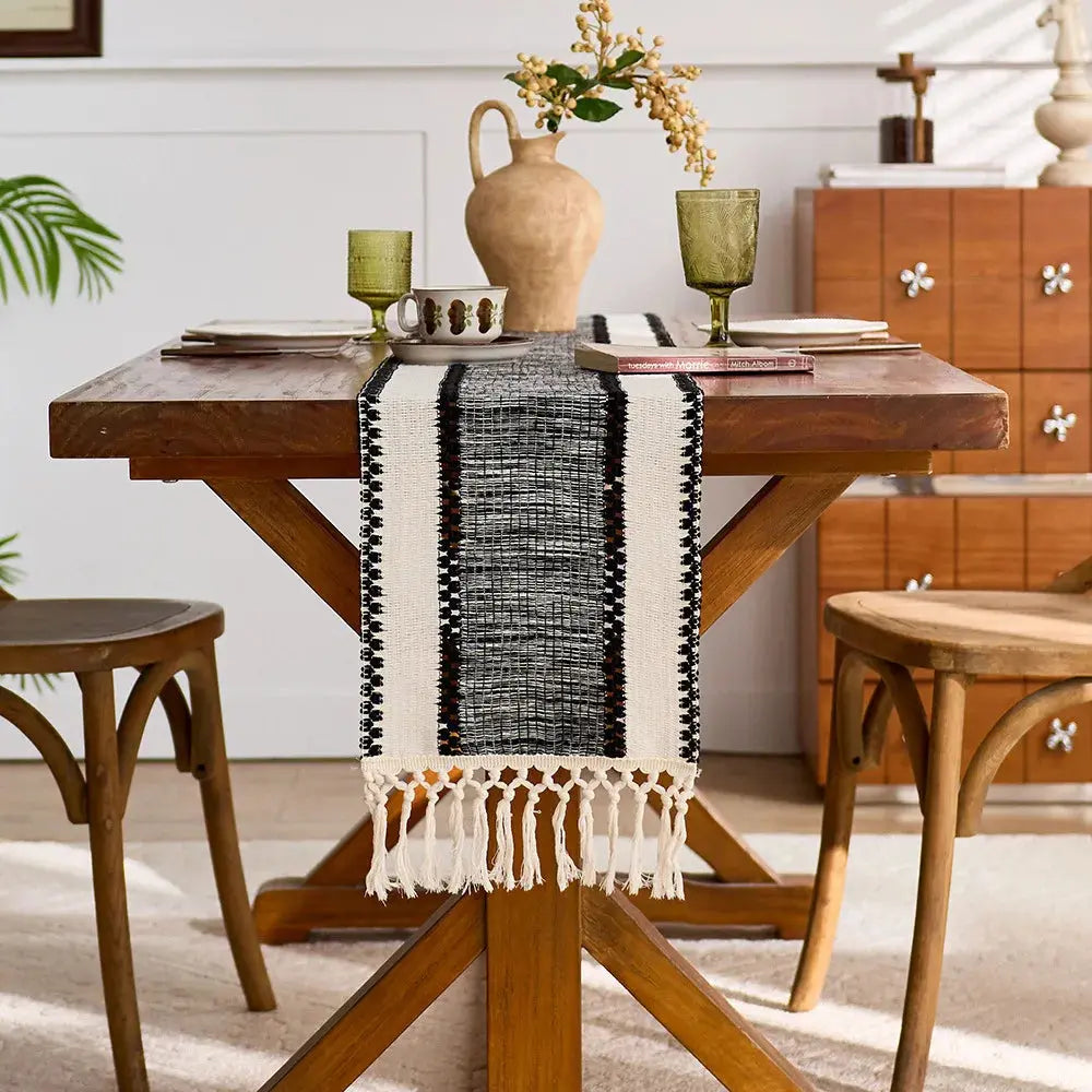 Brown Boho Table Runner Dining Decor