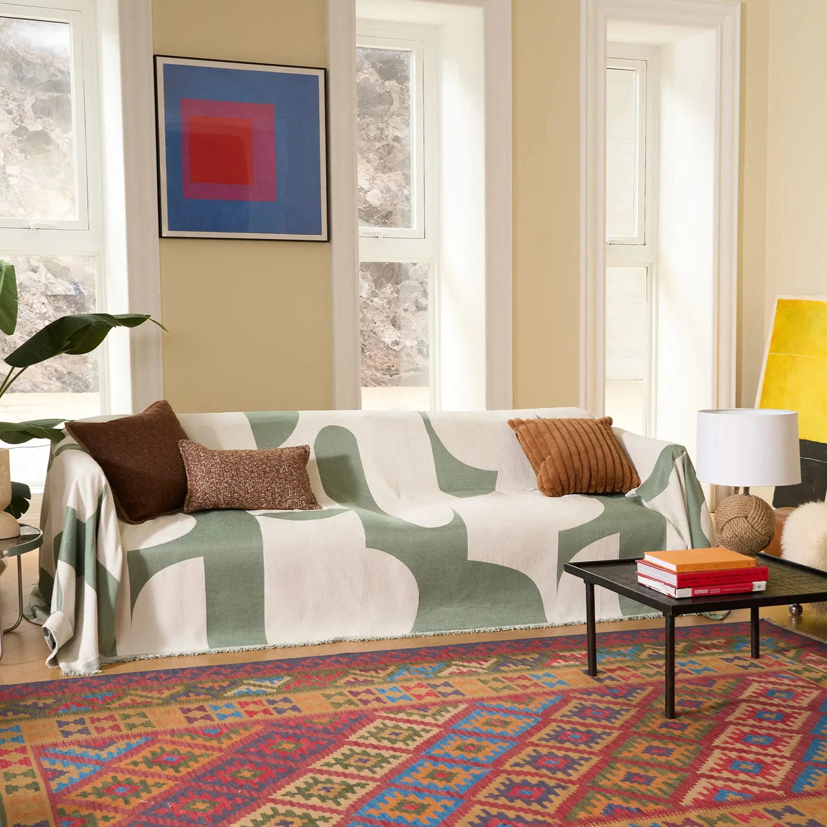 Soft Chenille Plaid Couch Cover