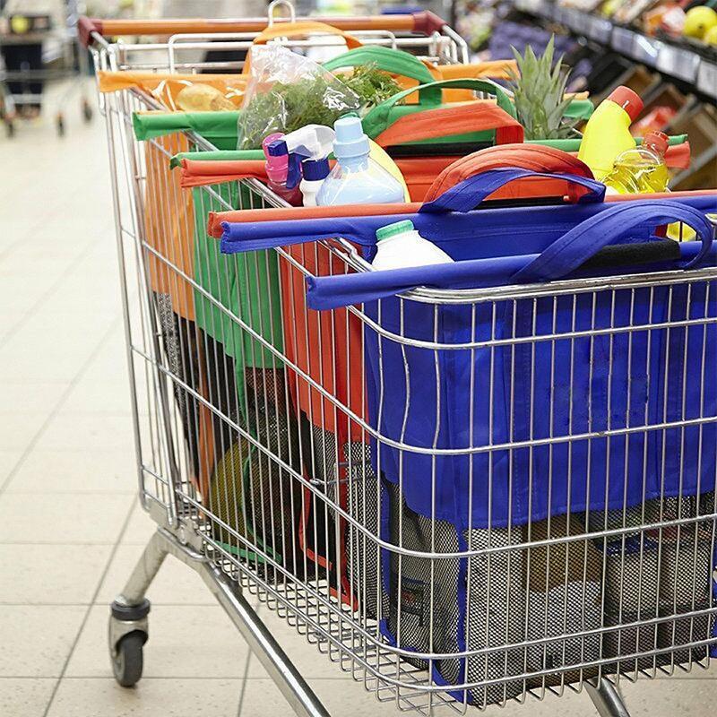 Reusable Shopping Cart Bags with Easy Carry Handles