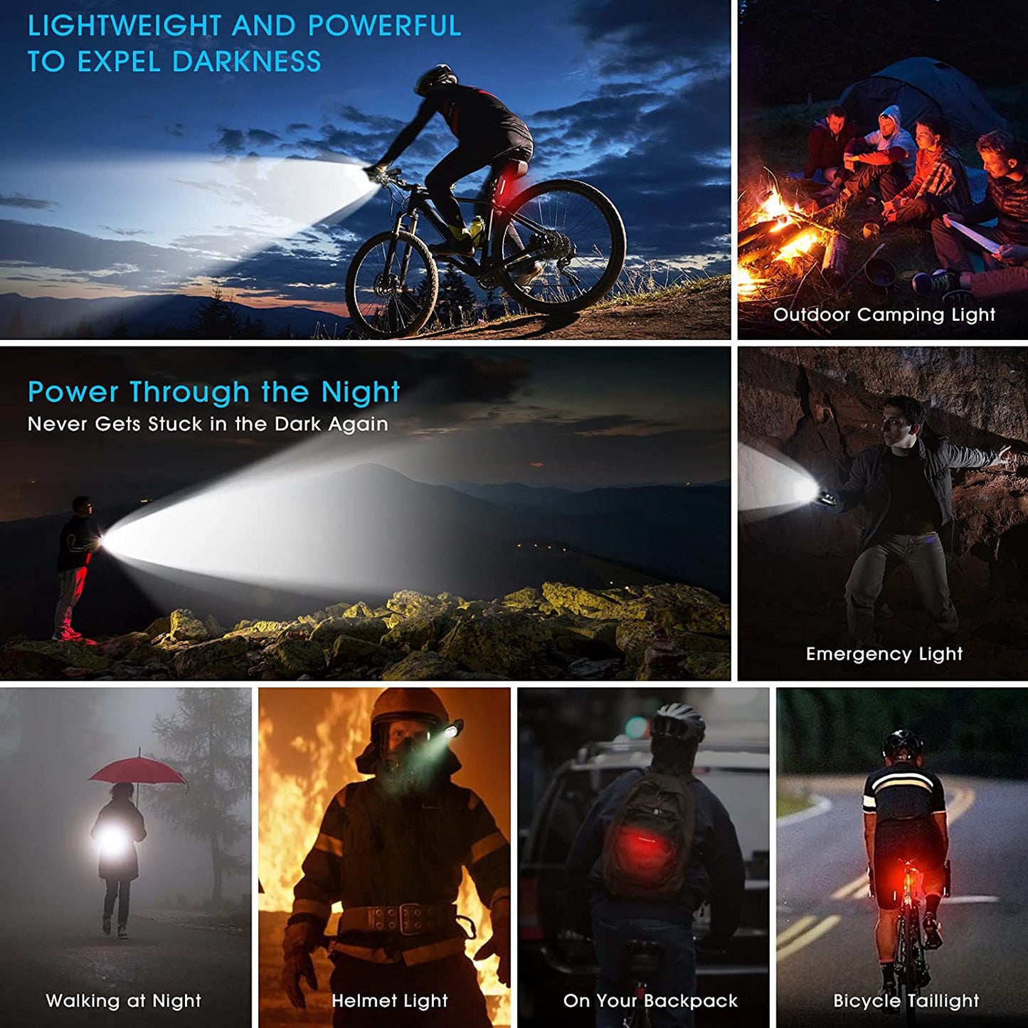 Super Bright Bike Lights - 6000/7000 Lumens USB Rechargeable 3LED
