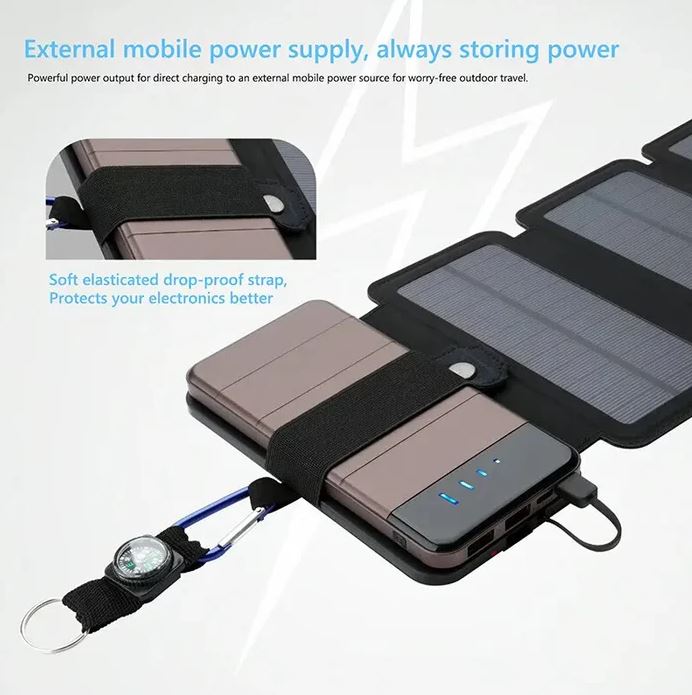 Foldable Portable Solar Panel Charger - Ideal for Outdoor Camping & Mobile Devices