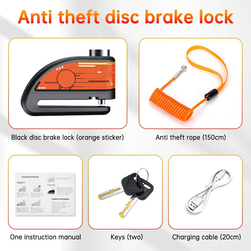 Motorcycle Disc Brake Lock with Alarm