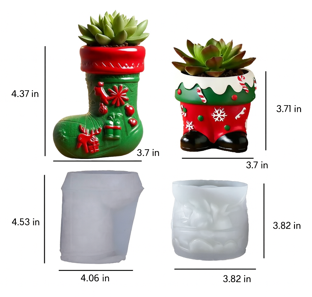 Christmas Silicone Epoxy Mold Set – DIY Candle & Pot Mold