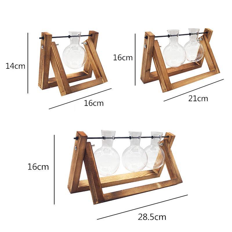 Glass Terrarium Plant Vase – Wooden Frame Planter