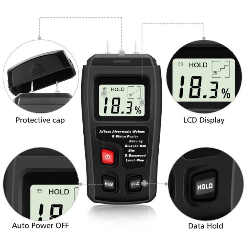 Wood Moisture Meter β Digital Tester for Lumber & Firewood