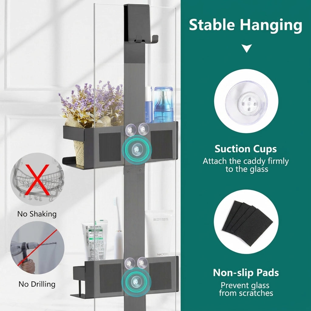 No Drill Bathroom Shelf