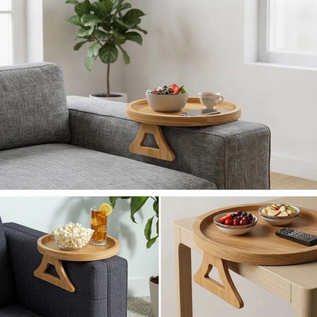 Foldable Solid Wood Sofa Armrest Tray