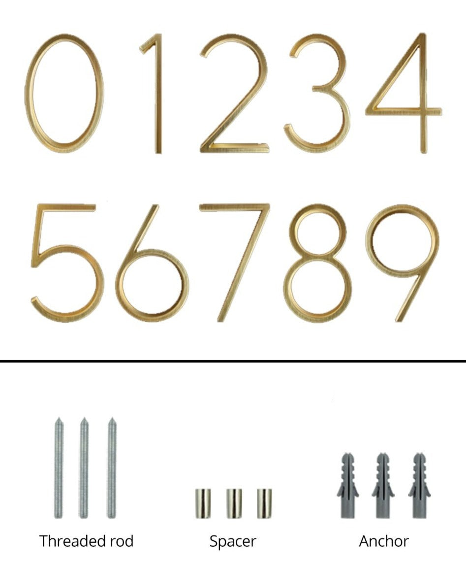 Modern Gold House Numbers Outdoor Address Sign