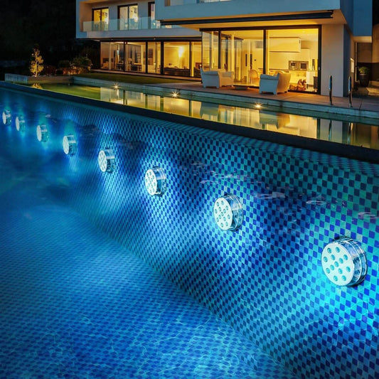 Premium Submersible LED Pool Lights – Remote Controlled RGB, Waterproof & Rechargeable – Perfect for Pools, Hot Tubs, and Fountains