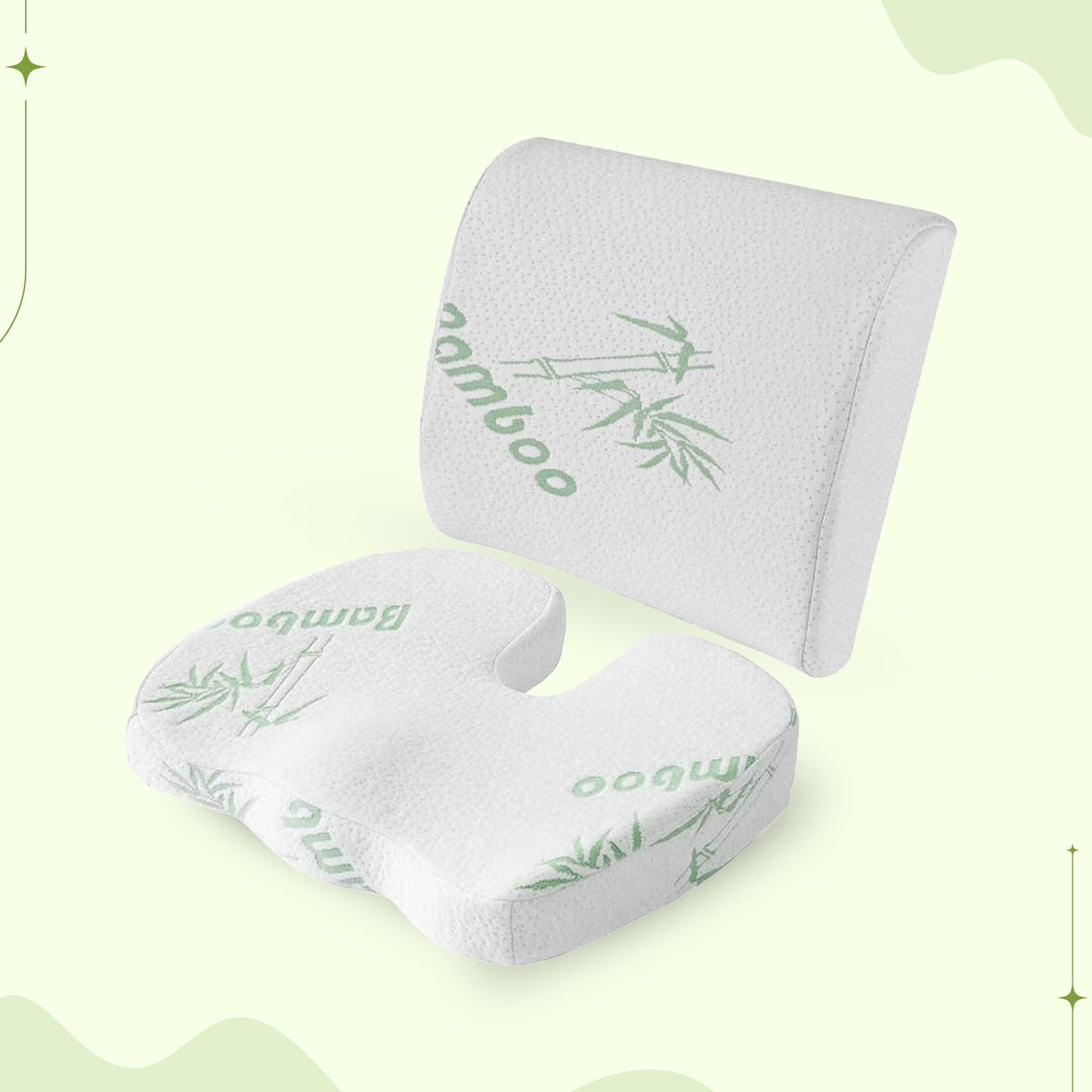 Back & Seat Cushion – Memory Foam Lumbar Support for Chairs