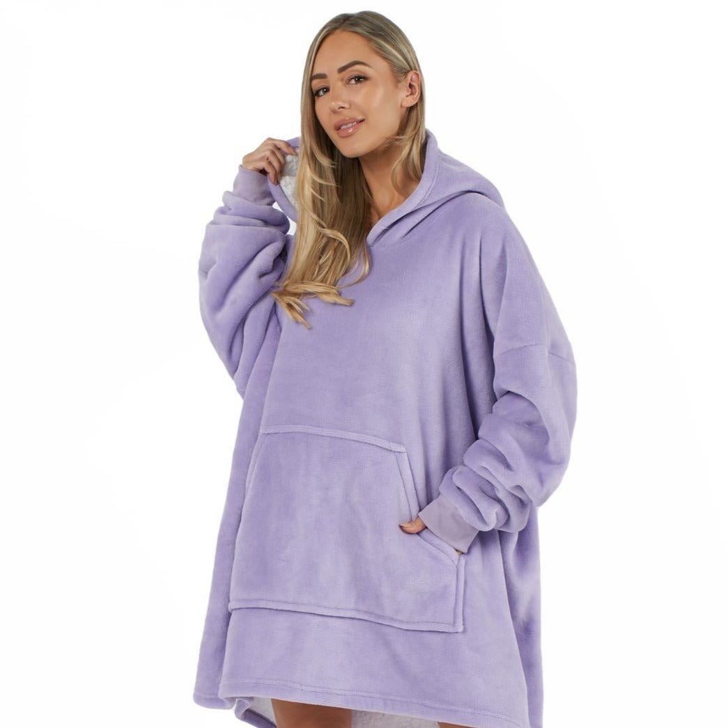 Oversized Hoodie Blanket - Plush Sherpa Lining