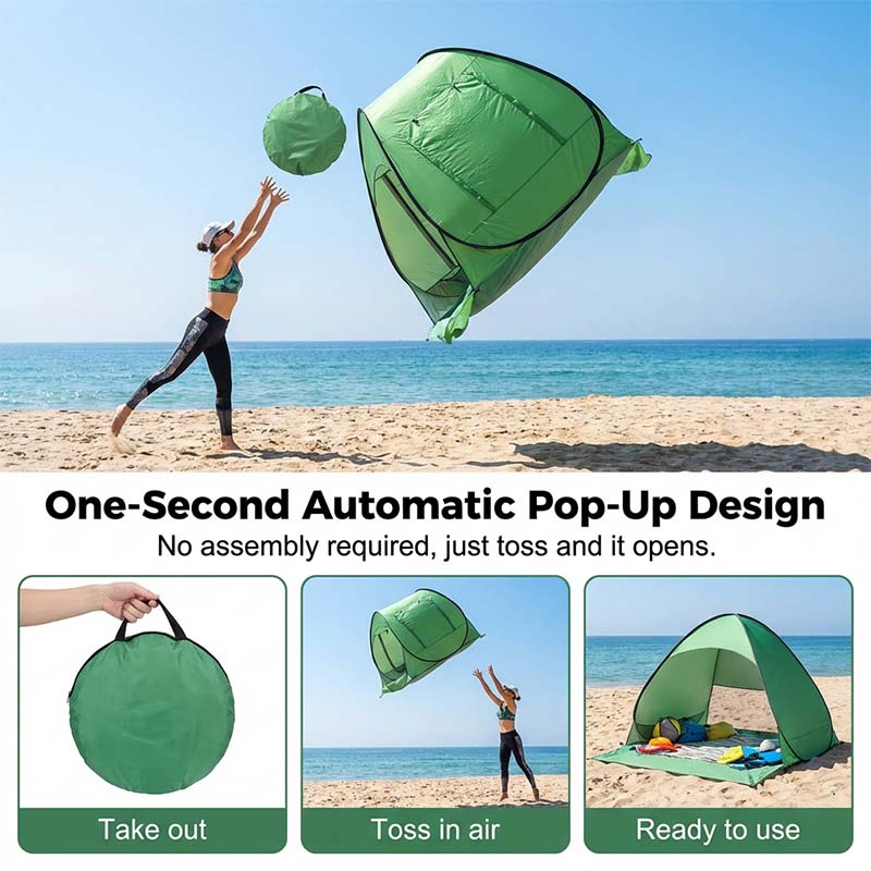 Pop-up beach tent with UV protection – sets up instantly in 1 second
