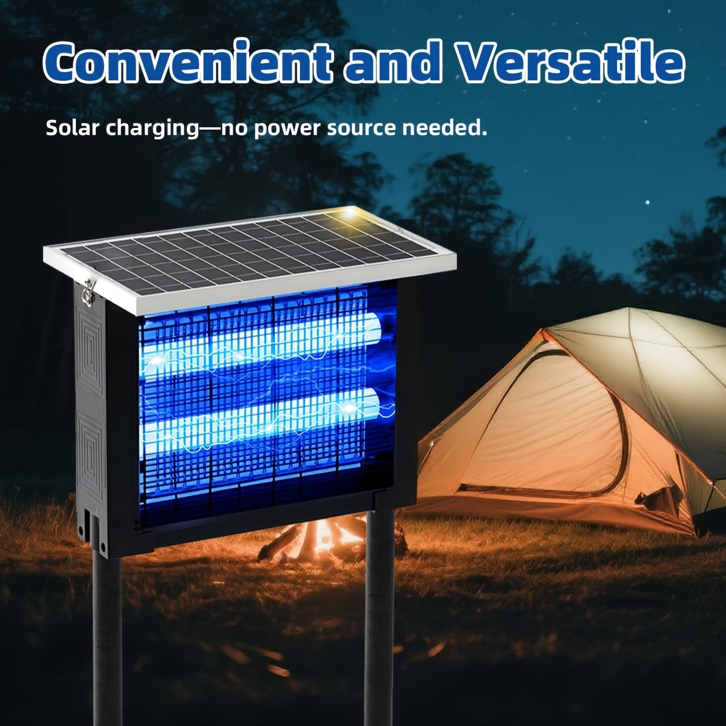 Solar Bug Zapper – Cordless Outdoor Mosquito & Fly Killer, Covers 2,000 Sq.Ft.