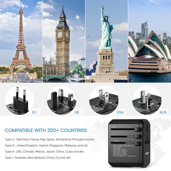 Multi-Port Universal Travel Adapter Plug