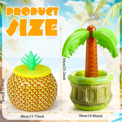 Inflatable pineapple and palm tree drink cooler set – image 3
