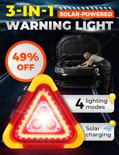 3-in-1 Solar Emergency Triangle – Roadside Warning Light