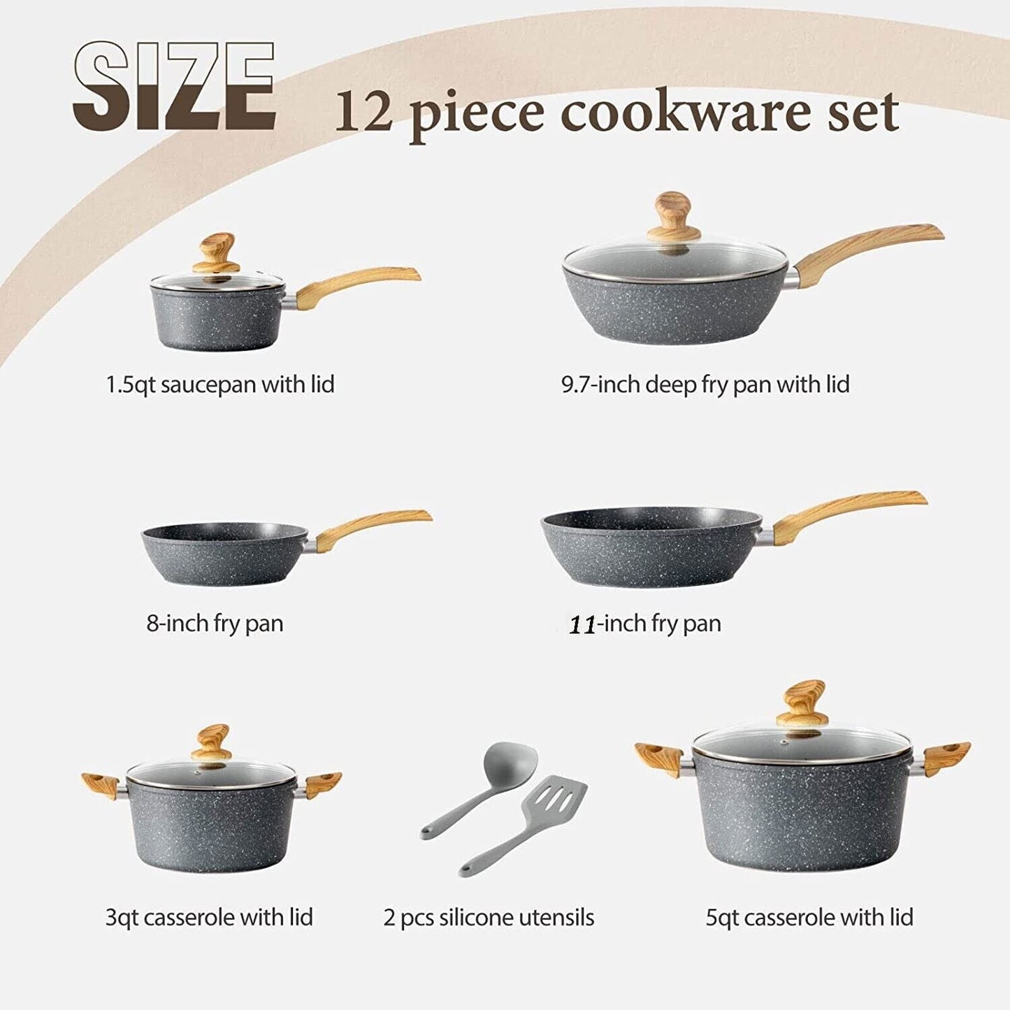 12-Piece Granite-Coated Non-Stick Cookware Set