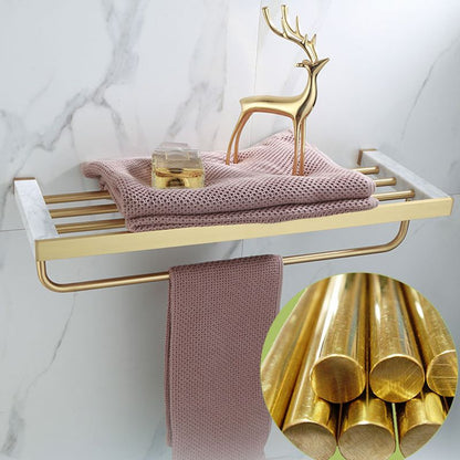 Brass Bathroom Accessories Set Marble Finish