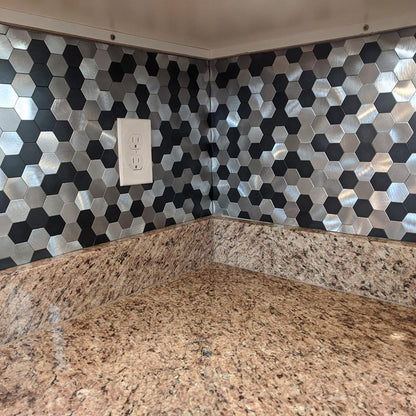 Peel and Stick Metal Mosaic Tile Hexagon Wall