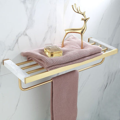 Brass Bathroom Accessories Set Marble Finish