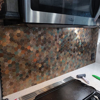 Peel and Stick Metal Mosaic Tile Hexagon Wall