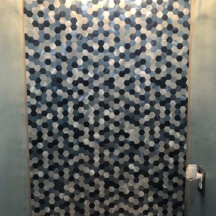 Peel and Stick Metal Mosaic Tile Hexagon Wall