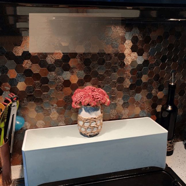 Peel and Stick Metal Mosaic Tile Hexagon Wall