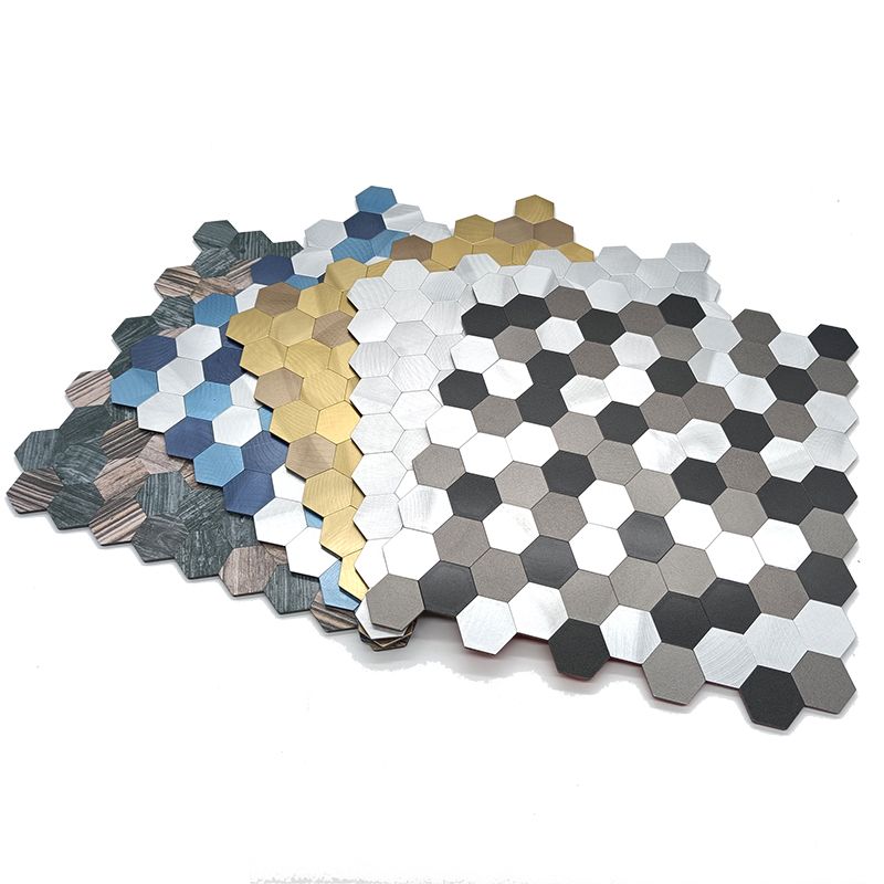 Peel and Stick Metal Mosaic Tile Hexagon Wall