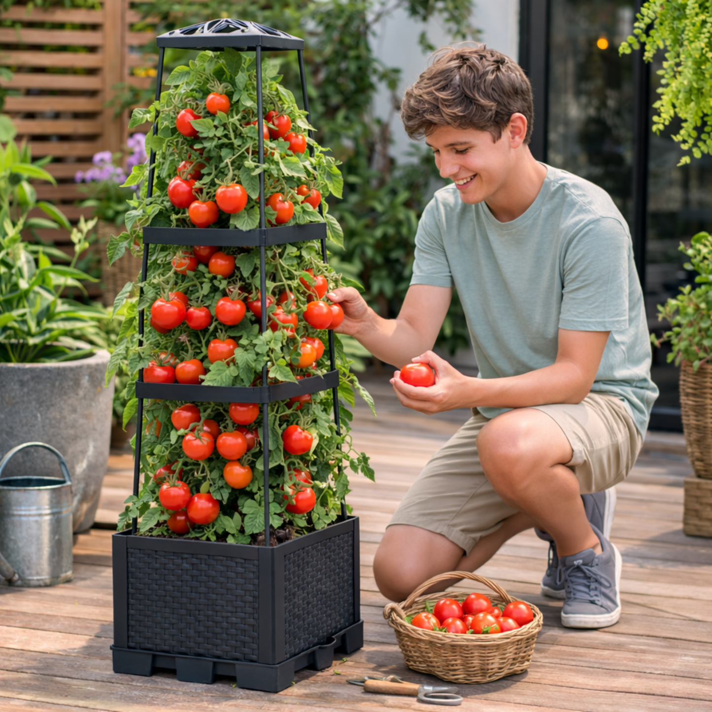 Self-Watering Tomato Planter with Trellis Box