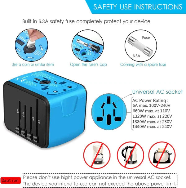 Multi-Port Universal Travel Adapter Plug