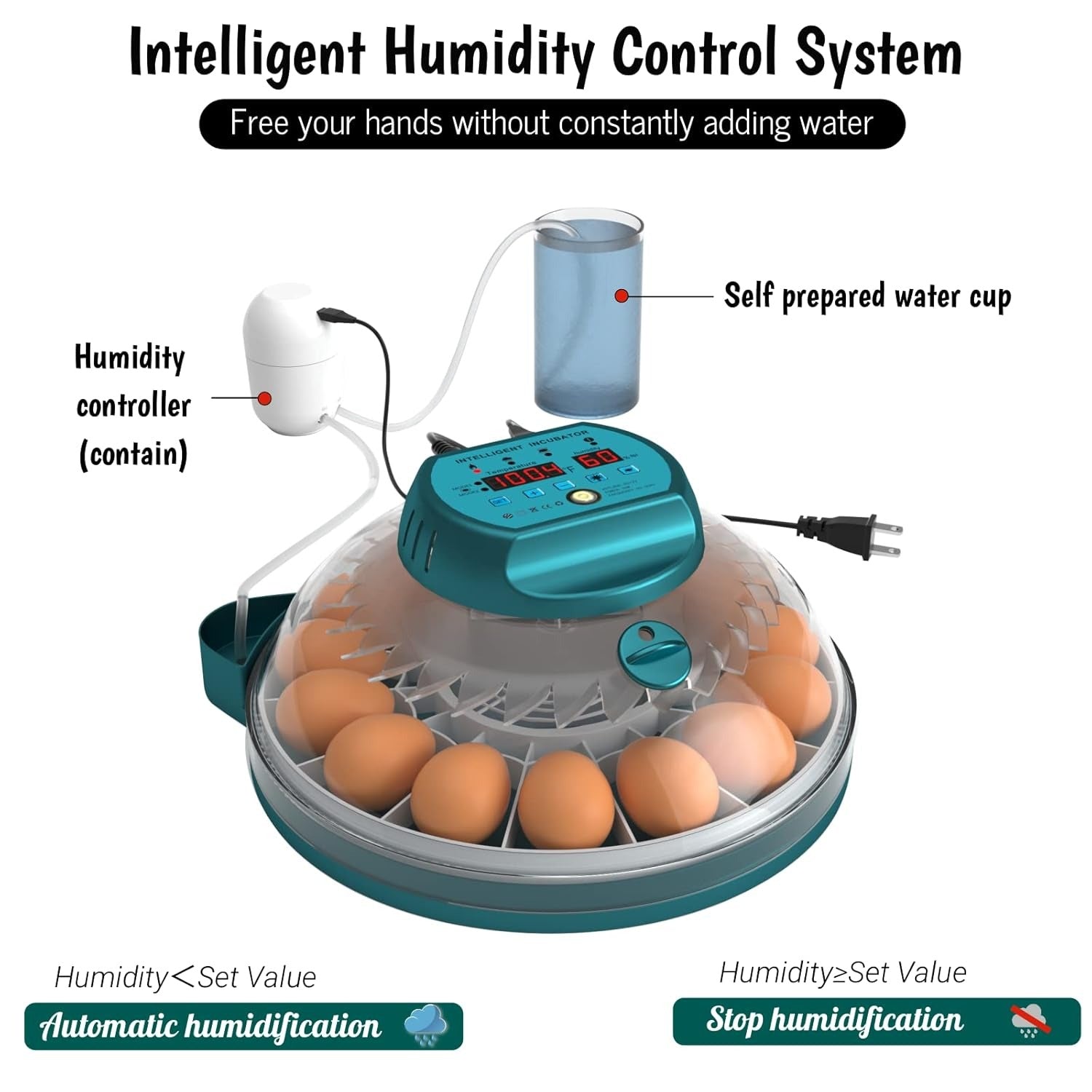 15-Egg Automatic Incubator with Humidity Control & Candler