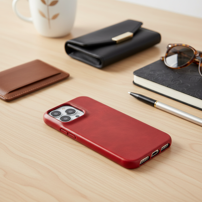 Genuine Leather iPhone Case – Oil Wax Cover with MagSafe, Drop Protection & Aged Patina Finish