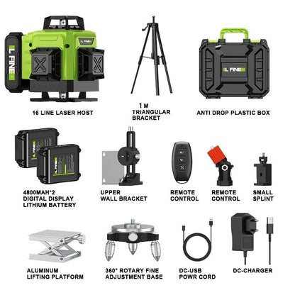 16-Line 4D Laser Level – Self-Levelling Precision Tool