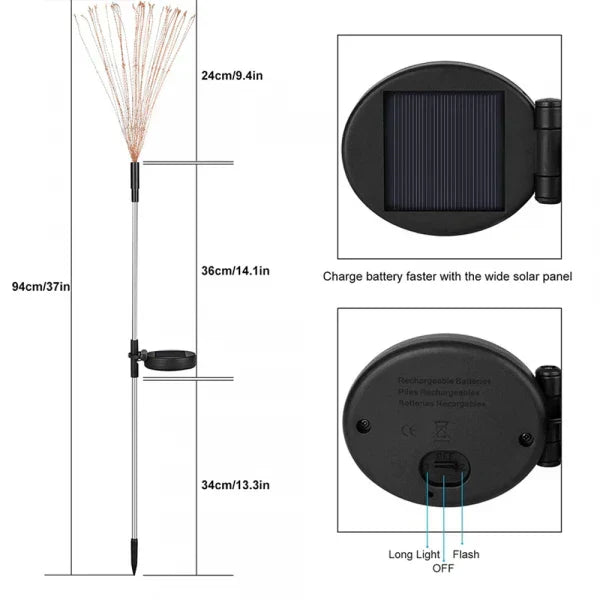 Solar Firework Garden Lights Waterproof LED Decor