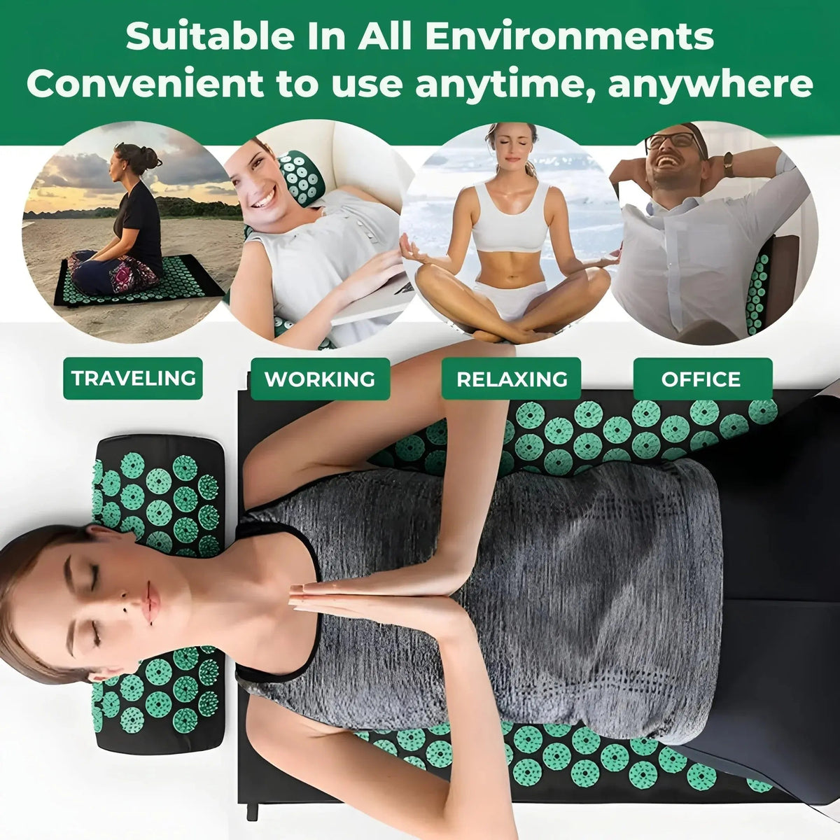Acupressure Relaxation Mat and Pillow Set